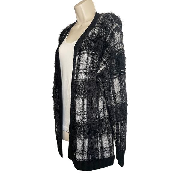 Tobi Cozy Mohair Open Front Plaid Winter Cardigan Small - Picture 2 of 5
